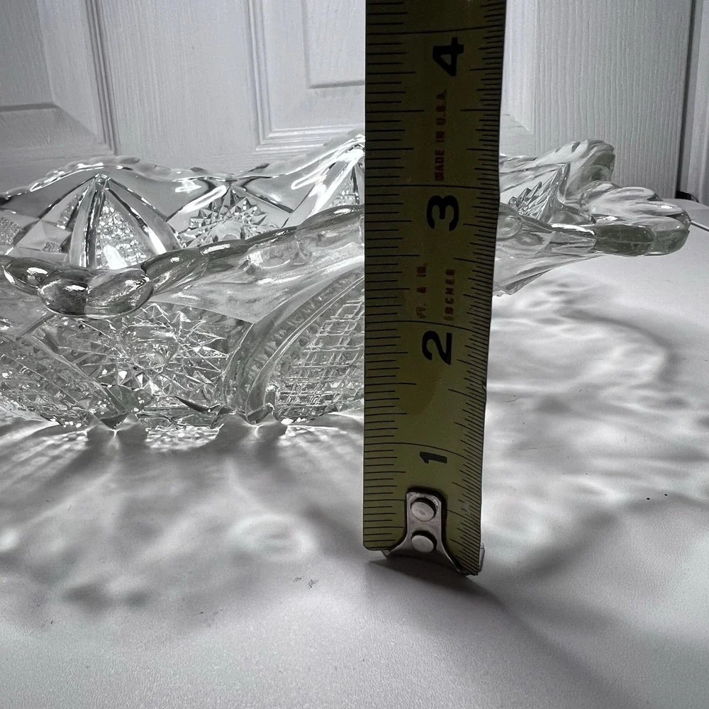 Indiana Glass Co Paneled Daisy & Finecut Clear Large Fruit Rectangular Dish Bowl